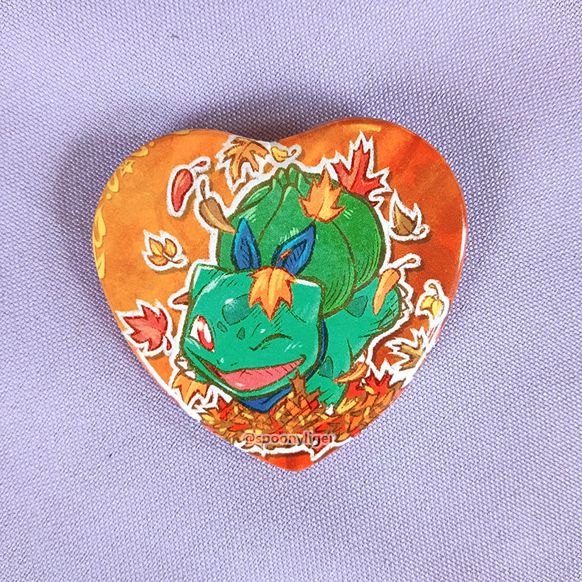 Autumn Grass Frog 2" Heart Badge