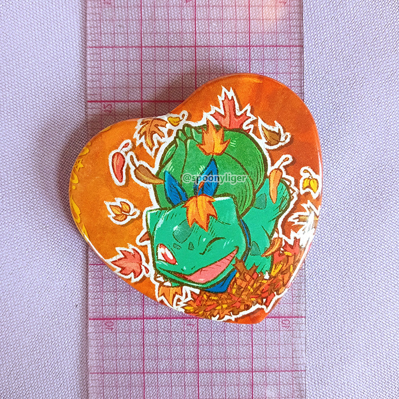 Autumn Grass Frog 2" Heart Badge