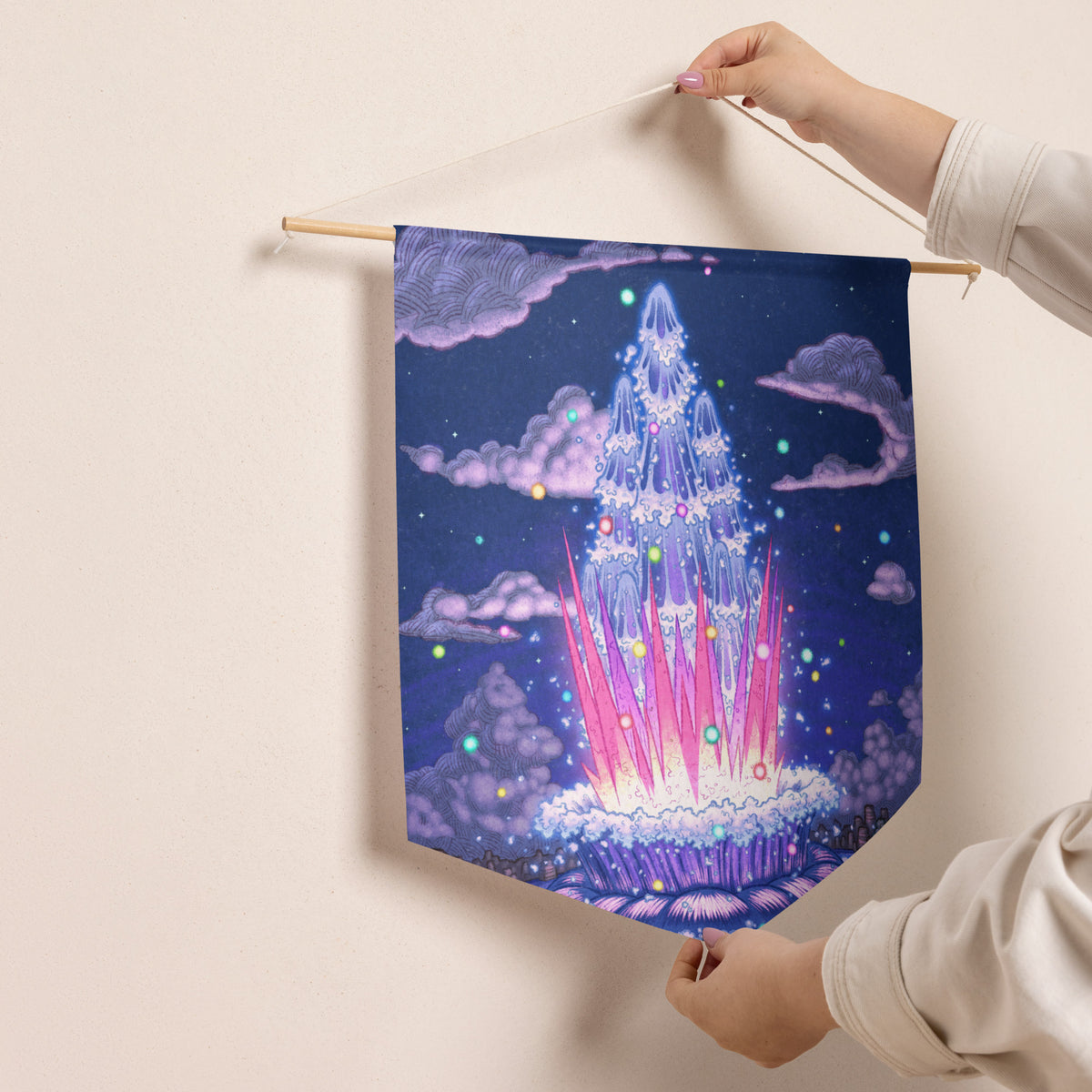 Fogbound Lake Geyser Pennant Banner