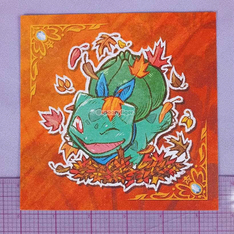 Autumn Grass Frog 5.5" Square Postcard