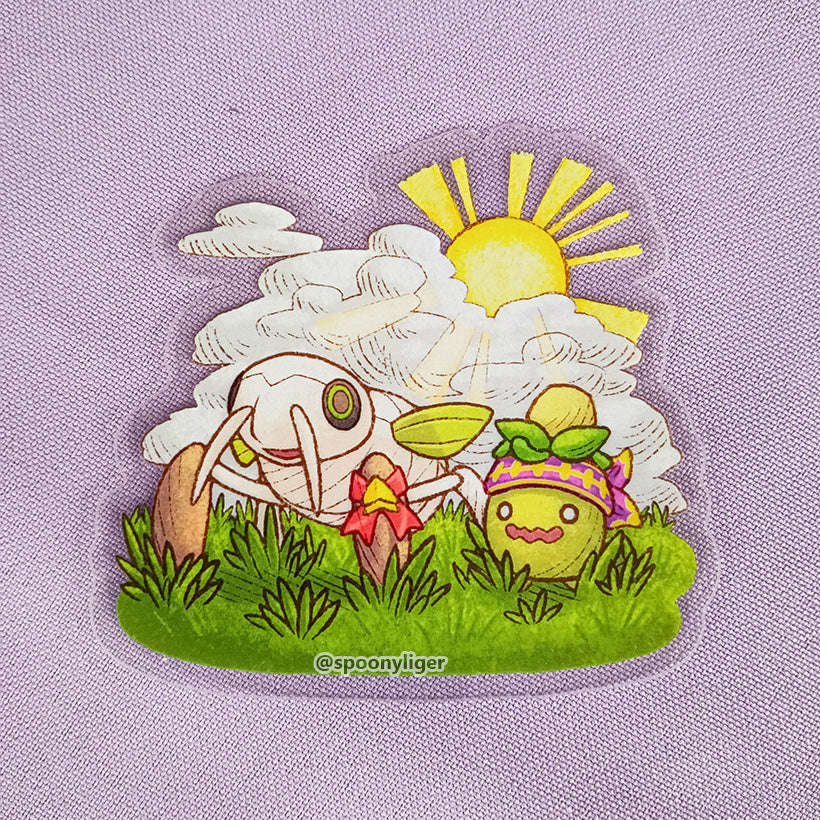 Cicada & Small Olive 3" Glossy Clear Sticker