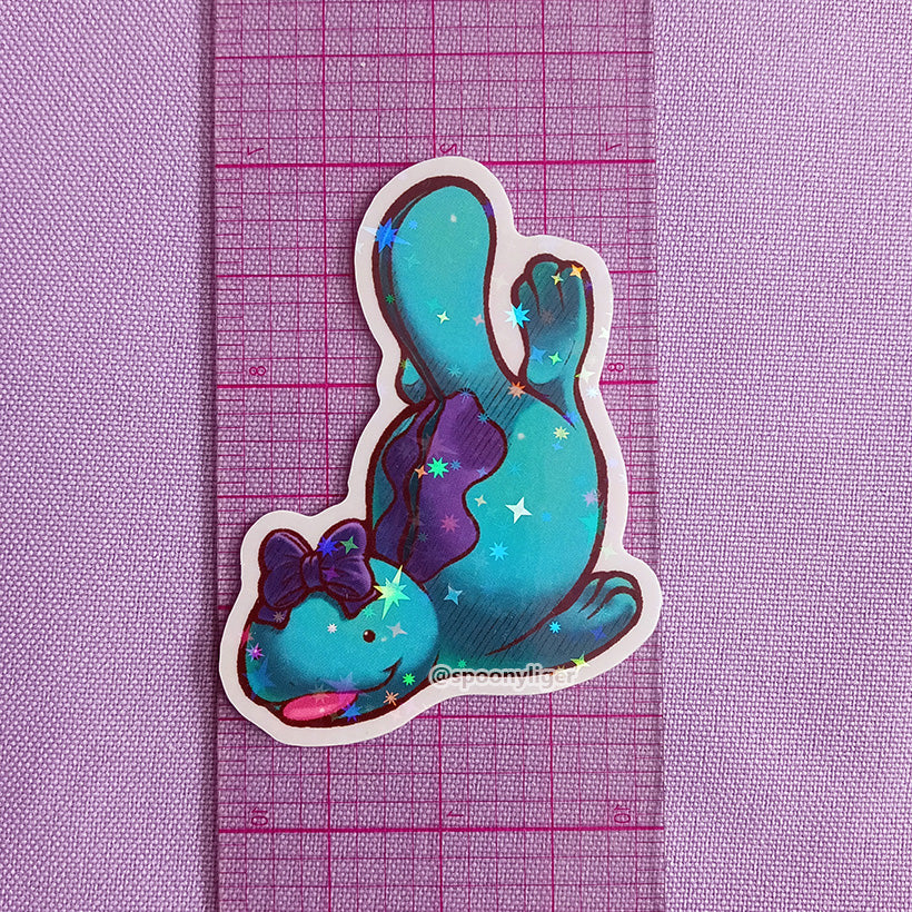 Giant Blue Salamander 2.25" Clear Holographic Sticker