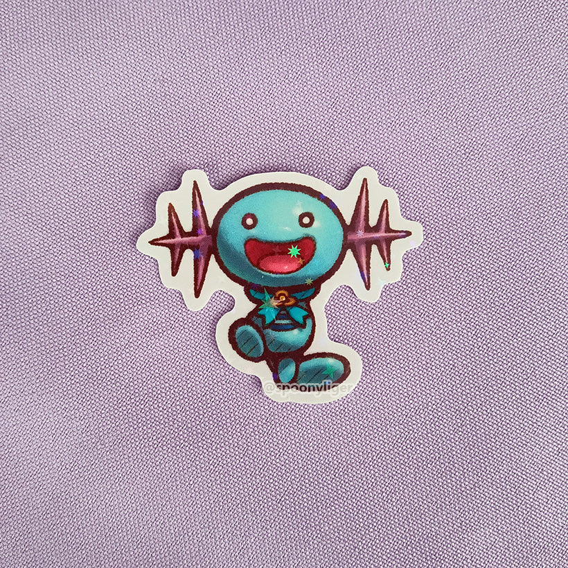 Lively Blue Axolotl 2" Clear Holographic Sticker